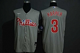 Phillies 3 Bryce Harper Gray Gold Nike Cool Base Sleeveless Jersey,baseball caps,new era cap wholesale,wholesale hats
